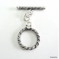 C0008-Clasp,toggle,oxidized,sterling silver,12 mm double sided round twisted wire